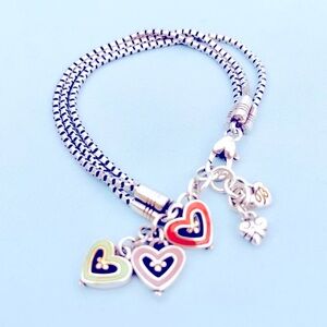 Brighton Vienna Triple Strand Colorful Hearts Bracelet
